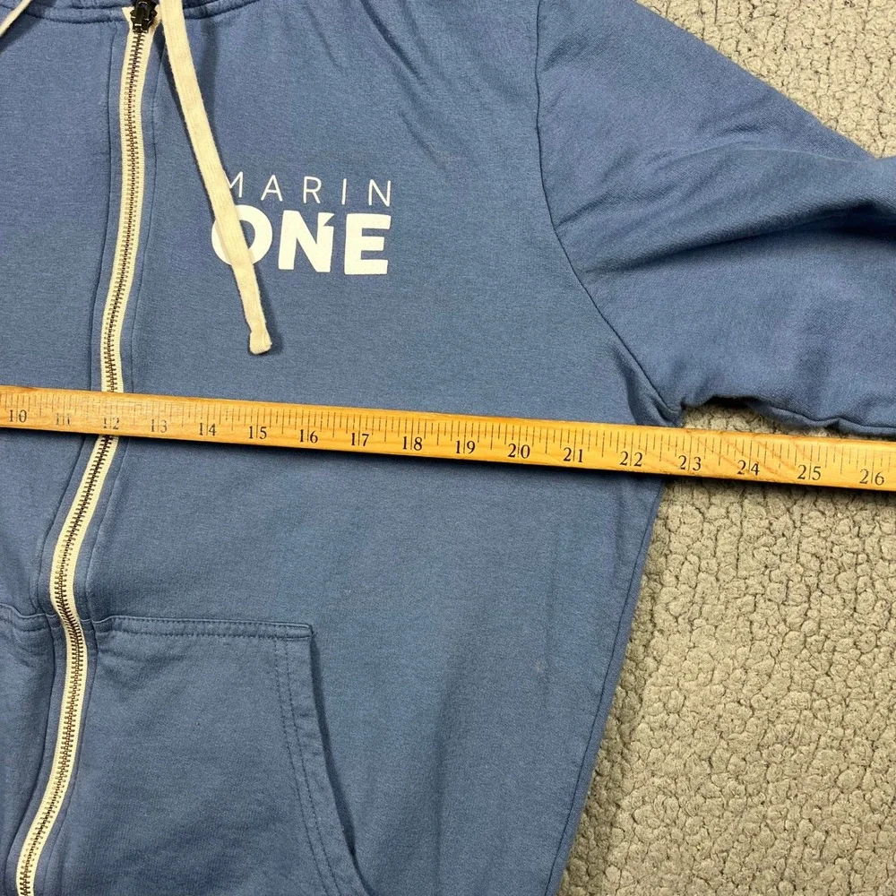 Marine Layer Zip Up Hoodie Mens M MARIN ONE Graphic Blue Casual Soft